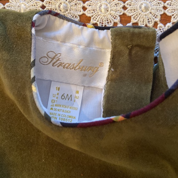 Darling green velvet dress with plaid size 6 months. NEW - Picture 3 of 5